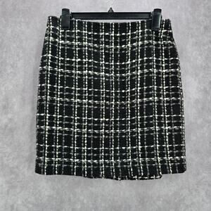 Ann Taylor Black Weave Plaid‎ Tartan Preppy Mini Short Petite Skirt 6P